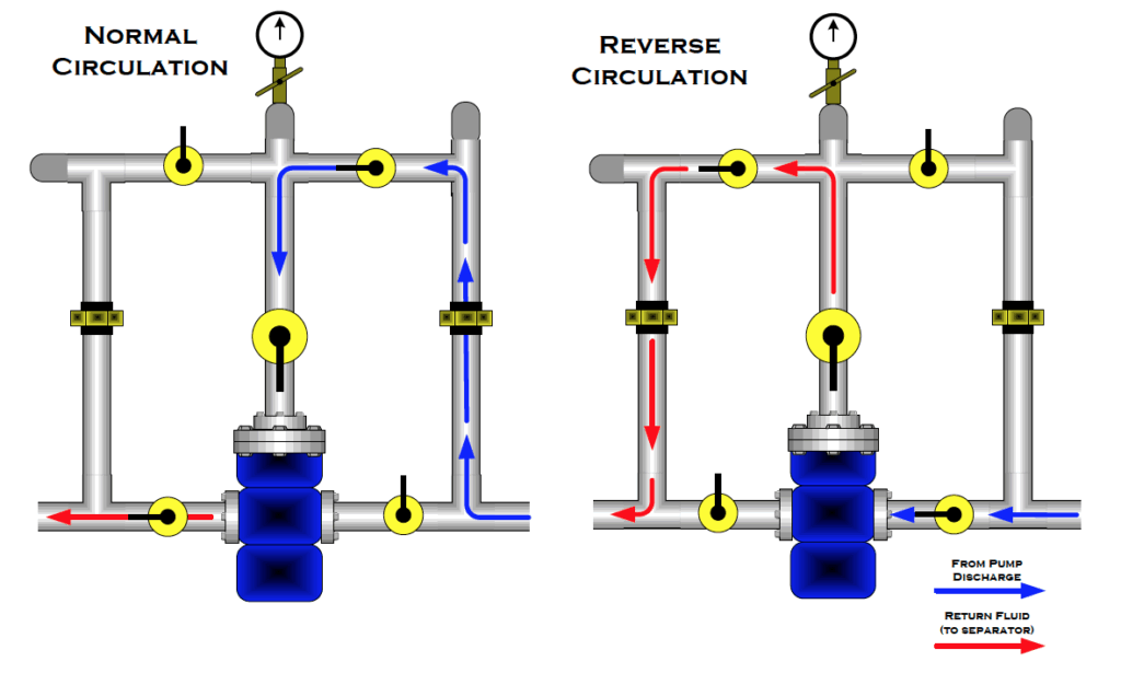 normal circulation vs. reverse